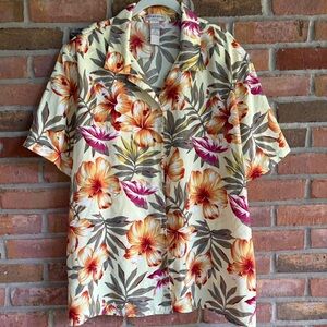 Vintage notation tropical cabana camp‎ shirt button-up size  Blouse for women